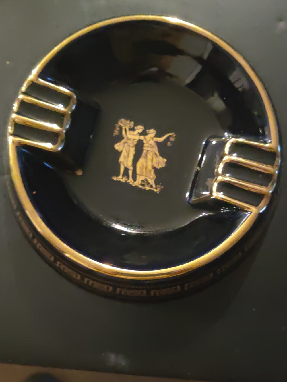 COBALT BLUE NEOFITOU 24k GOLD Leaf Ashtray Made in Greece...